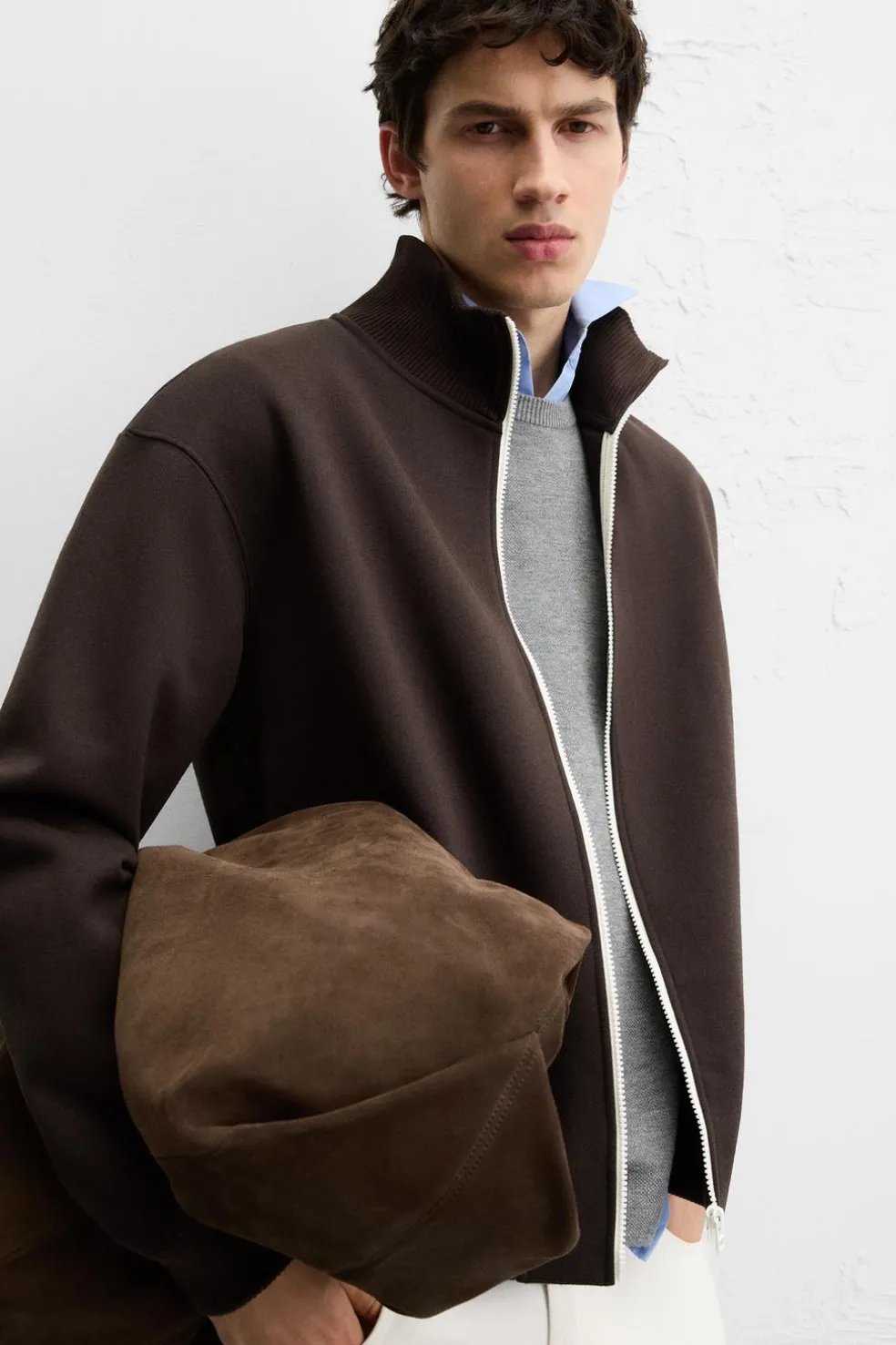 ZARA Blusões|Sweatshirts^CASACO C/ FECHO DE CORRER Tabaco