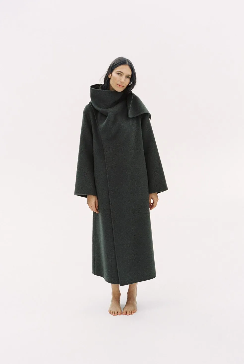 ZARA Sobretudos / Anoraques^CASACO CACHECOL MISTURA DE LÃ ZW COLLECTION Cinzento-toupeira