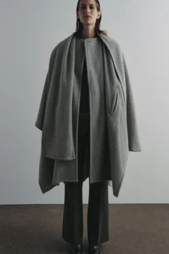 ZARA Sobretudos / Anoraques^CASACO CAPA CACHECOL MISTURA DE ALPACA ZW COLLECTION Cinzento
