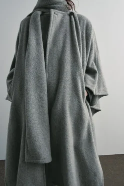 ZARA Sobretudos / Anoraques^CASACO CAPA CACHECOL MISTURA DE ALPACA ZW COLLECTION Cinzento