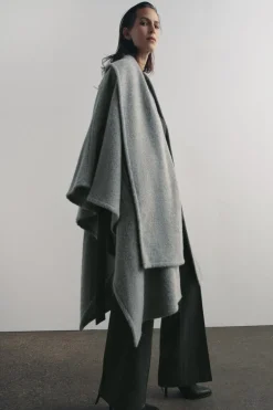 ZARA Sobretudos / Anoraques^CASACO CAPA CACHECOL MISTURA DE ALPACA ZW COLLECTION Cinzento