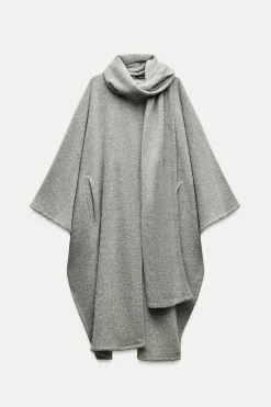 ZARA Sobretudos / Anoraques^CASACO CAPA CACHECOL MISTURA DE ALPACA ZW COLLECTION Cinzento