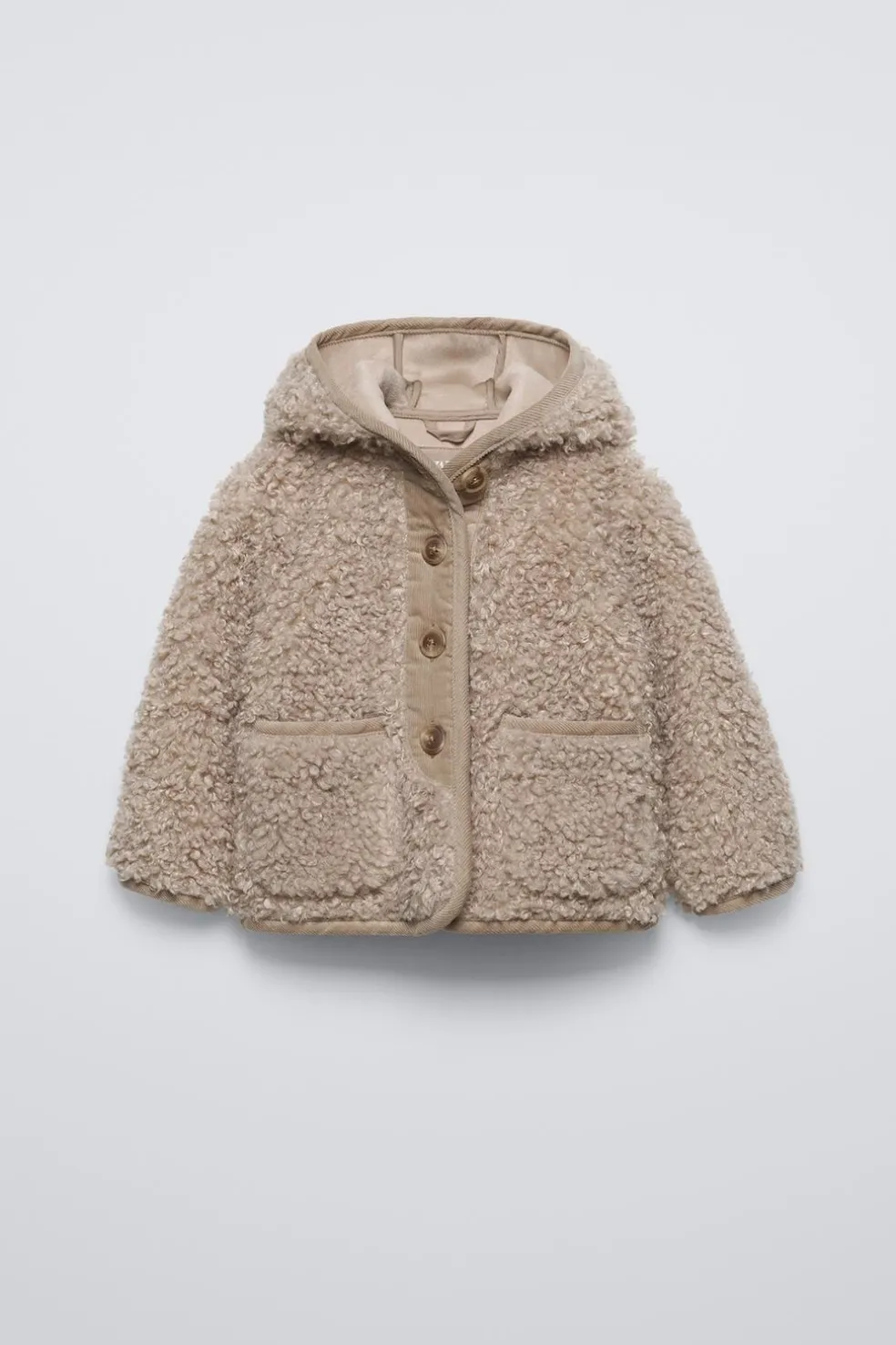 CASACO COM CAPUZ E EFEITO DE PELO ENCARACOLADO-ZARA Sale