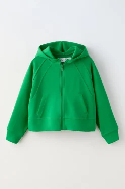CASACO COM CAPUZ E LINHAS VIVAS EM CONTRASTE, CORTE CROPPED-ZARA Clearance