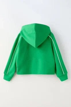 CASACO COM CAPUZ E LINHAS VIVAS EM CONTRASTE, CORTE CROPPED-ZARA Clearance