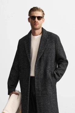 ZARA Sobretudos / Gabardinas^CASACO COM ESTRUTURA DE ESTAMPADO EM ESPIGA Cinzento
