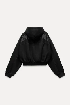ZARA Blusões|Sweatshirts / Joggers^CASACO COM GLITTER Preto