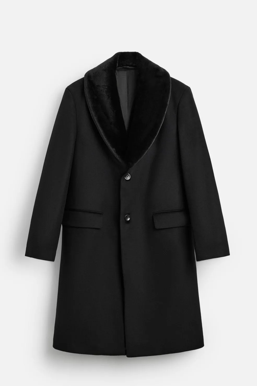 ZARA Vestuário De Inverno|Sobretudos / Gabardinas^CASACO COM GOLA COMBINADA Preto