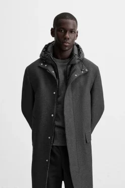 ZARA Vestuário De Inverno|Sobretudos / Gabardinas^CASACO COM GOLA E CAPUZ AMOVÍVEL Cinzento