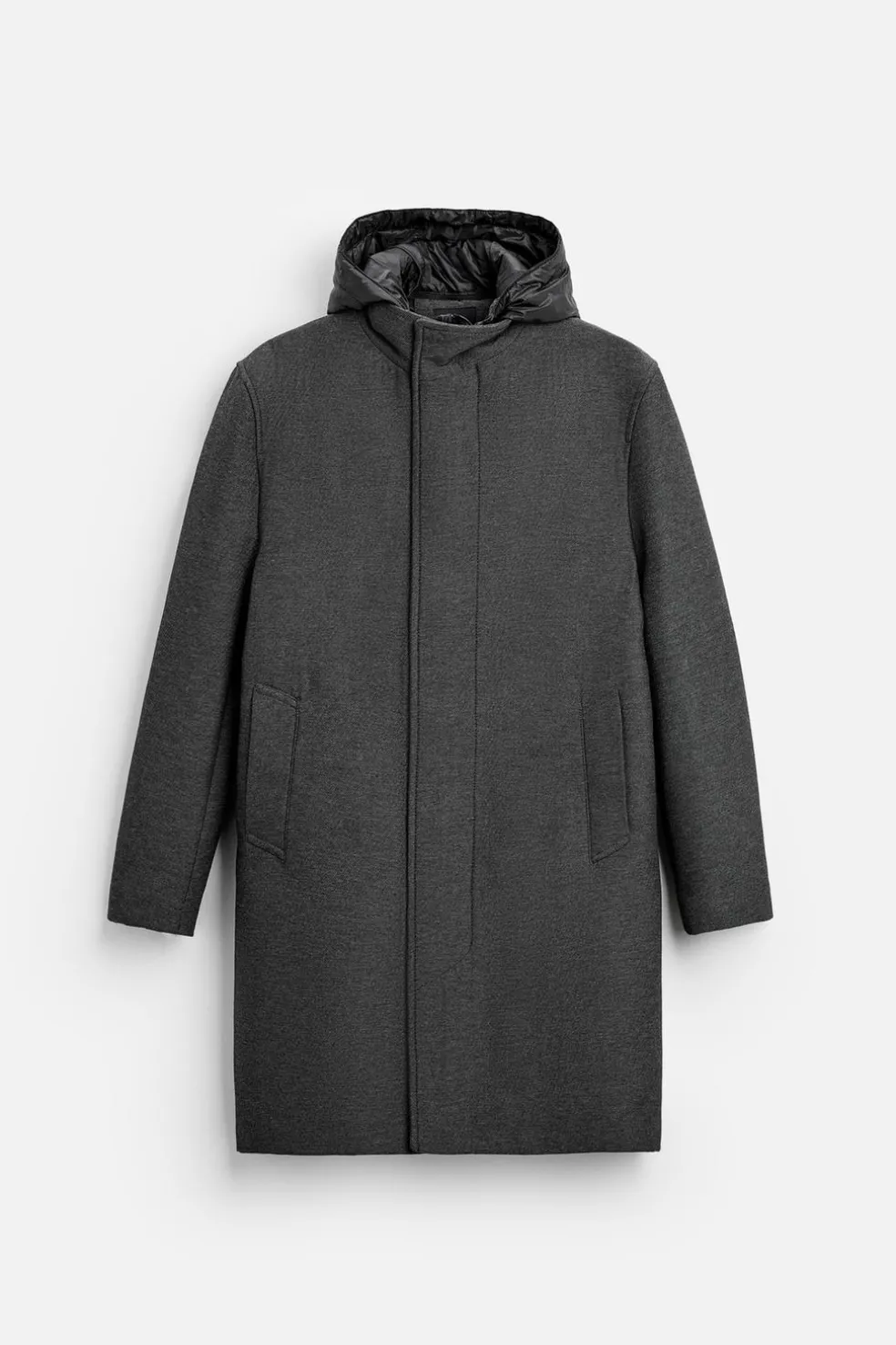ZARA Vestuário De Inverno|Sobretudos / Gabardinas^CASACO COM GOLA E CAPUZ AMOVÍVEL Cinzento