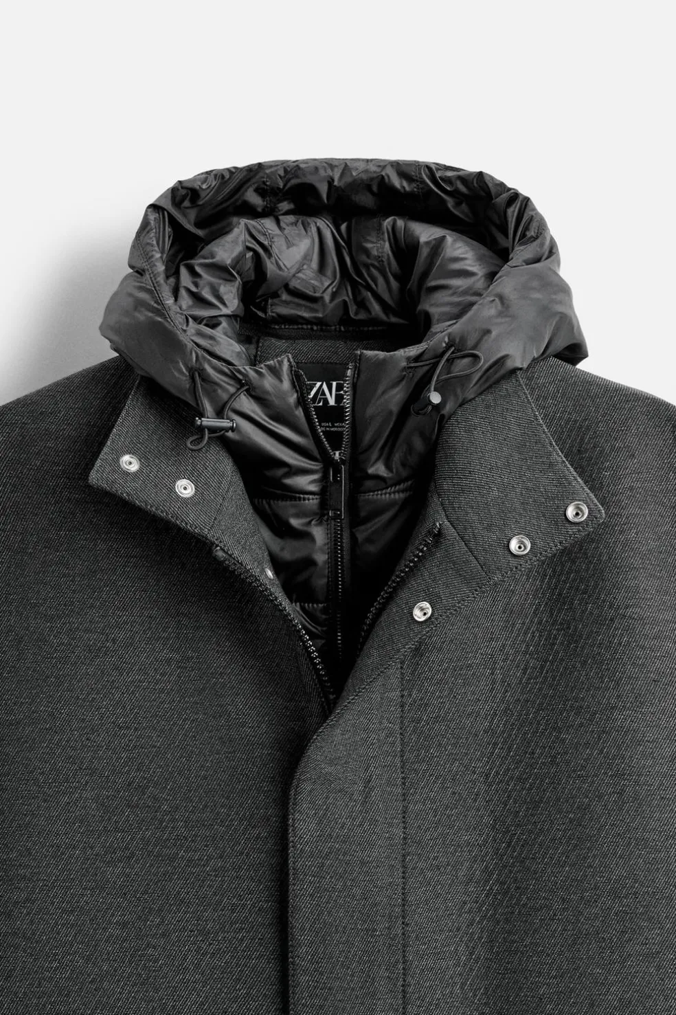 ZARA Vestuário De Inverno|Sobretudos / Gabardinas^CASACO COM GOLA E CAPUZ AMOVÍVEL Cinzento