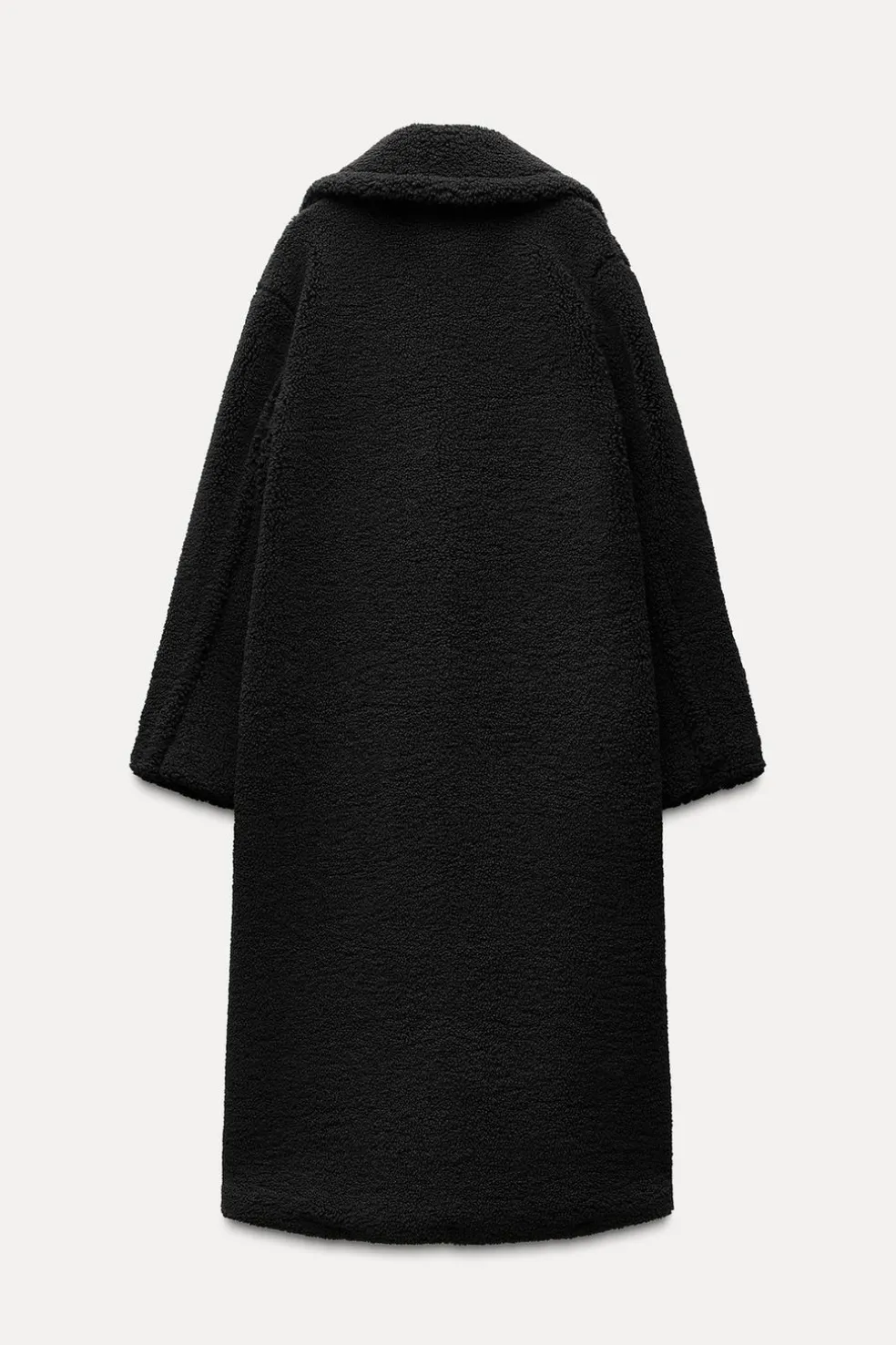 ZARA Winter Layersnew|Sobretudos / Anoraques^CASACO COMPRIDO COM EFEITO DE PELO ENCARACOLADO Preto