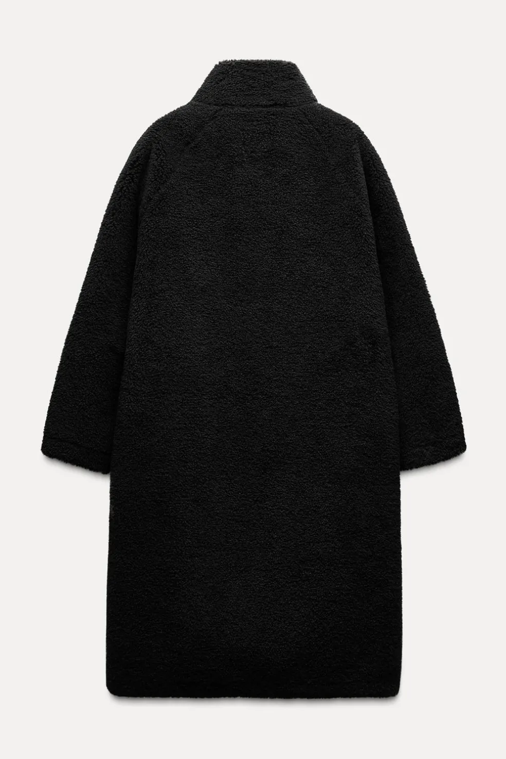 ZARA Winter Layersnew|Sobretudos / Anoraques^CASACO COMPRIDO COM EFEITO DE PELO ENCARACOLADO Preto
