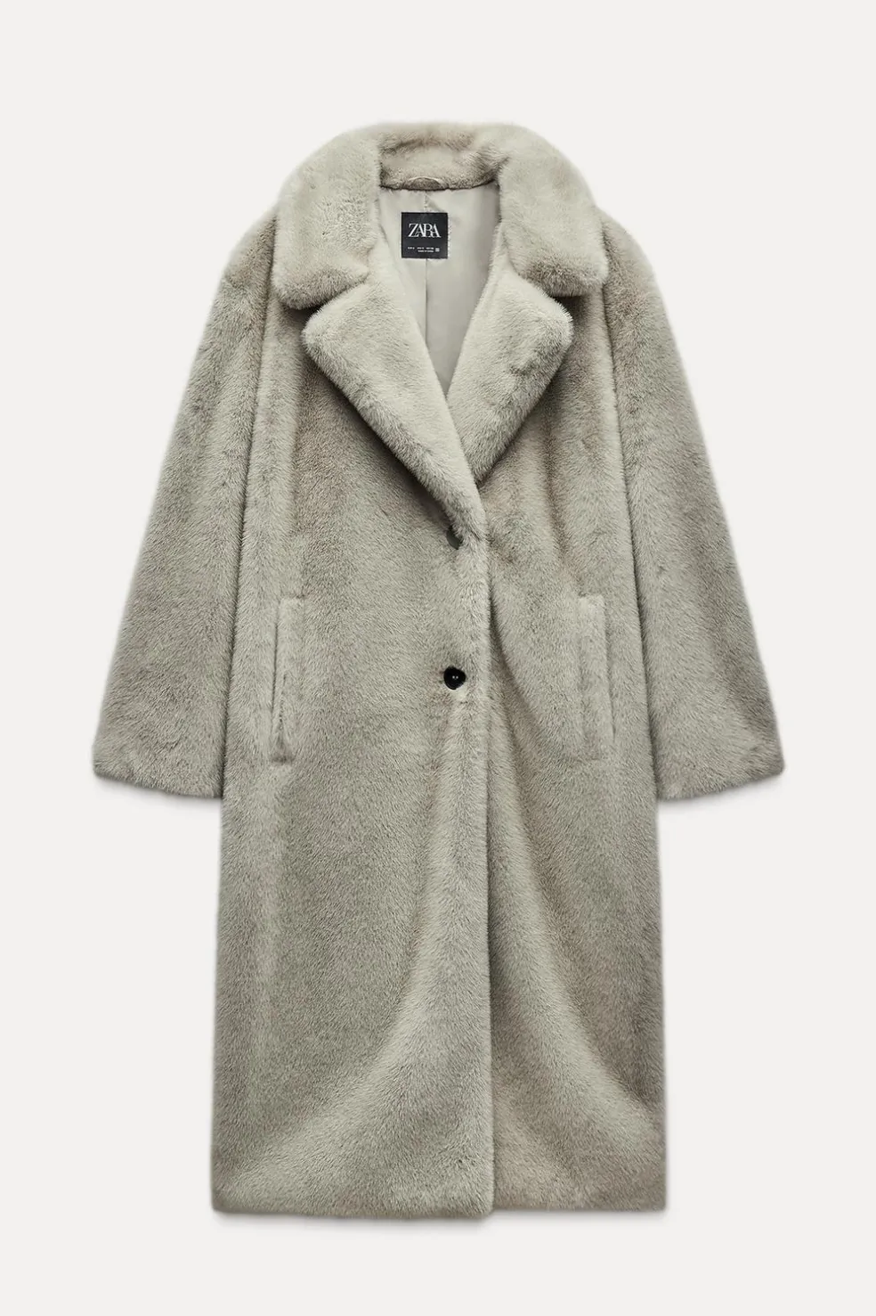 ZARA Winter Layersnew|Sobretudos / Anoraques^CASACO COMPRIDO COM EFEITO DE PELO SINTÉTICO Cinzento