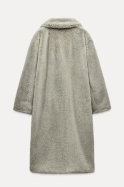 ZARA Winter Layersnew|Sobretudos / Anoraques^CASACO COMPRIDO COM EFEITO DE PELO SINTÉTICO Cinzento