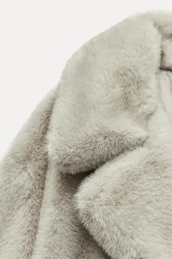 ZARA Winter Layersnew|Sobretudos / Anoraques^CASACO COMPRIDO COM EFEITO DE PELO SINTÉTICO Cinzento