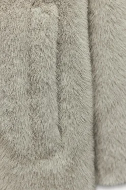 ZARA Winter Layersnew|Sobretudos / Anoraques^CASACO COMPRIDO COM EFEITO DE PELO SINTÉTICO Cinzento