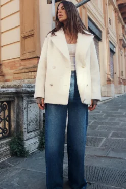 ZARA Sobretudos / Anoraques^CASACO ZADO BOUCLÉ Cru