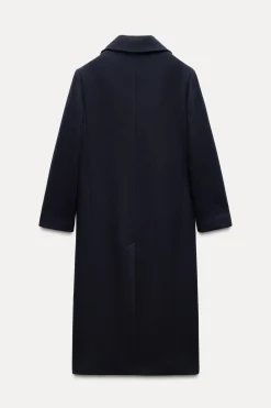 ZARA Sobretudos / Anoraques^CASACO CRUZADO COM MISTURA DE LÃ ZW COLLECTION Azul-marinho