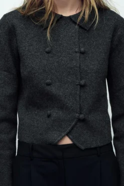ZARA Cardigan / Camisolas|Malha^CASACO CRUZADO DE MALHA Cinzento