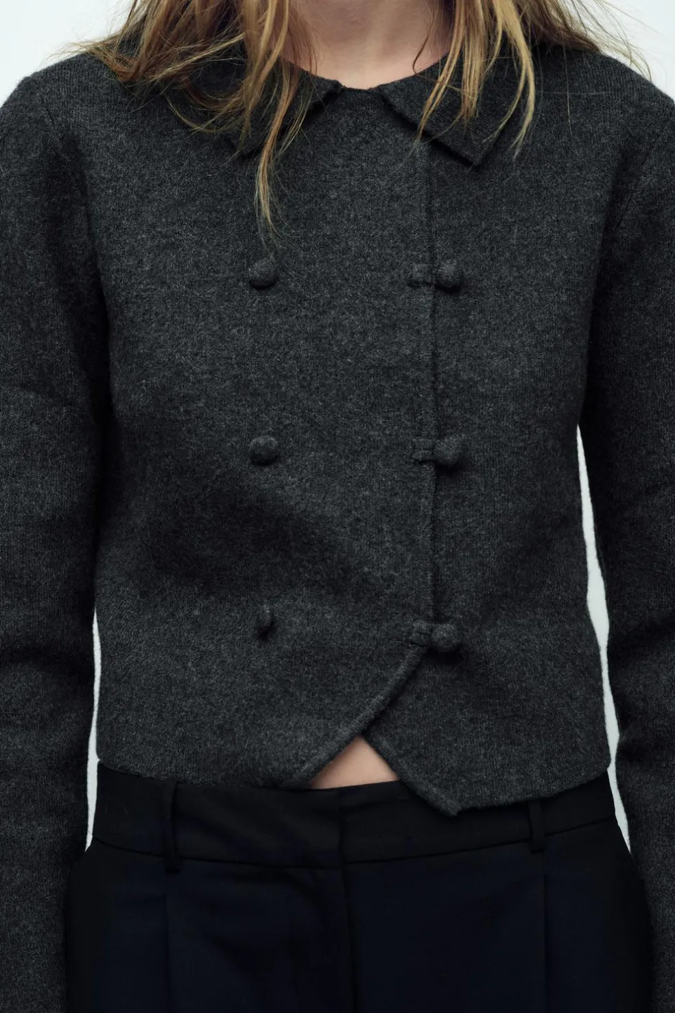 ZARA Cardigan / Camisolas|Malha^CASACO CRUZADO DE MALHA Cinzento