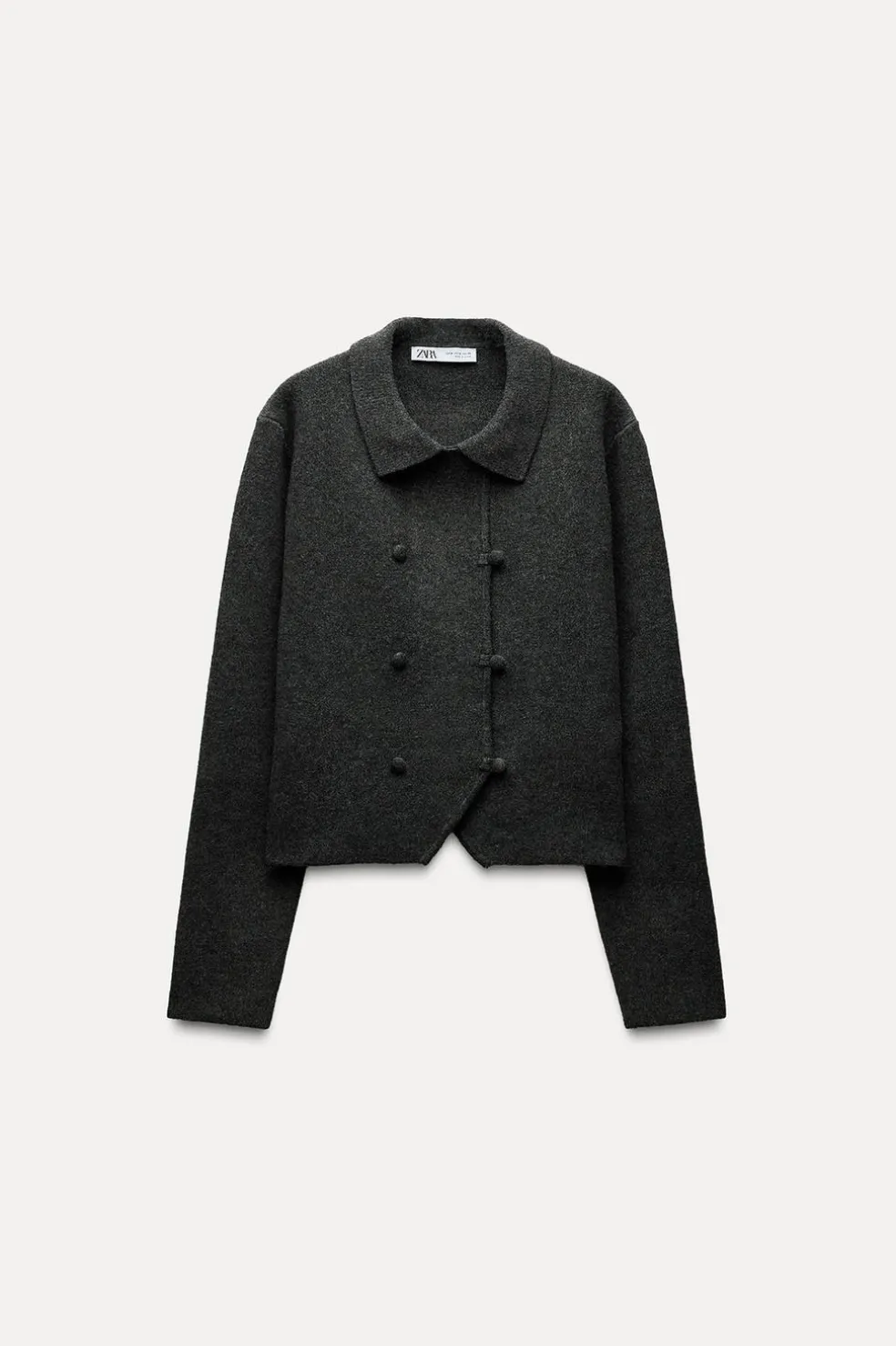 ZARA Cardigan / Camisolas|Malha^CASACO CRUZADO DE MALHA Cinzento