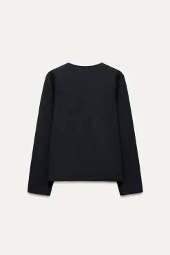 ZARA Cardigan / Camisolas|Malha^CASACO CRUZADO DE MALHA LISA Azul-marinho