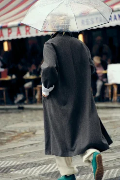 ZARA Winter Layersnew|Sobretudos / Anoraques^CASACO CRUZADO OVERSIZE Cinzento