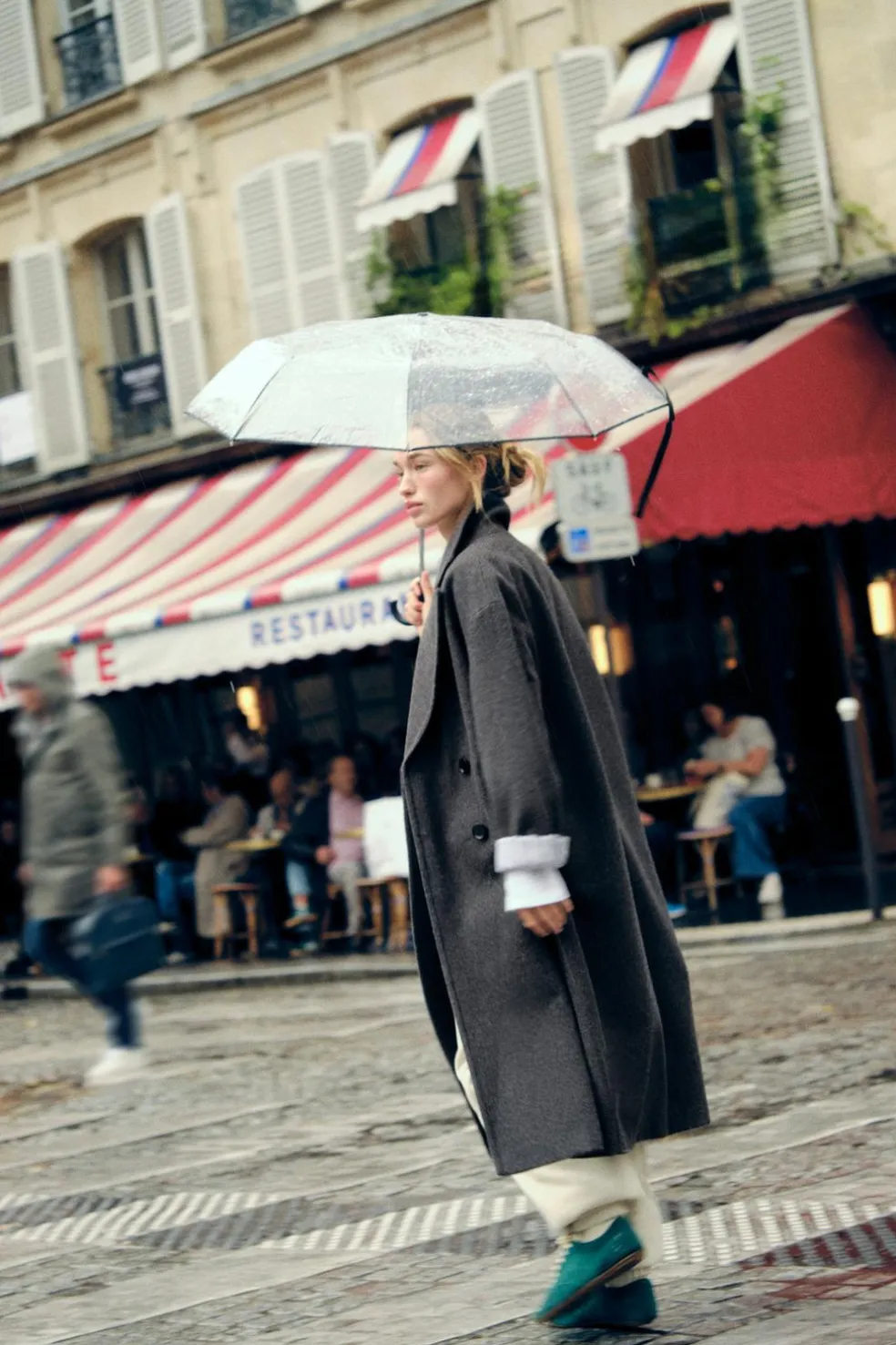 ZARA Winter Layersnew|Sobretudos / Anoraques^CASACO CRUZADO OVERSIZE Cinzento