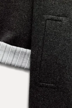 ZARA Winter Layersnew|Sobretudos / Anoraques^CASACO CRUZADO OVERSIZE Cinzento