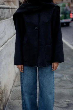 ZARA Sobretudos / Anoraques^CASACO CURTO CACHECOL COM LÃ Preto