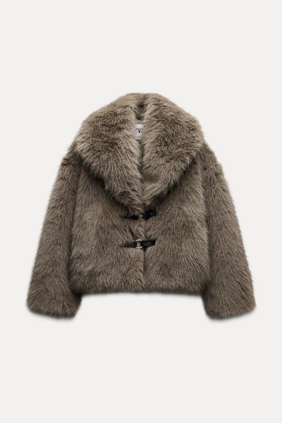 ZARA Sobretudos / Anoraques^CASACO CURTO COM EFEITO DE PELO SINTÉTICO Castanho / Toupeira