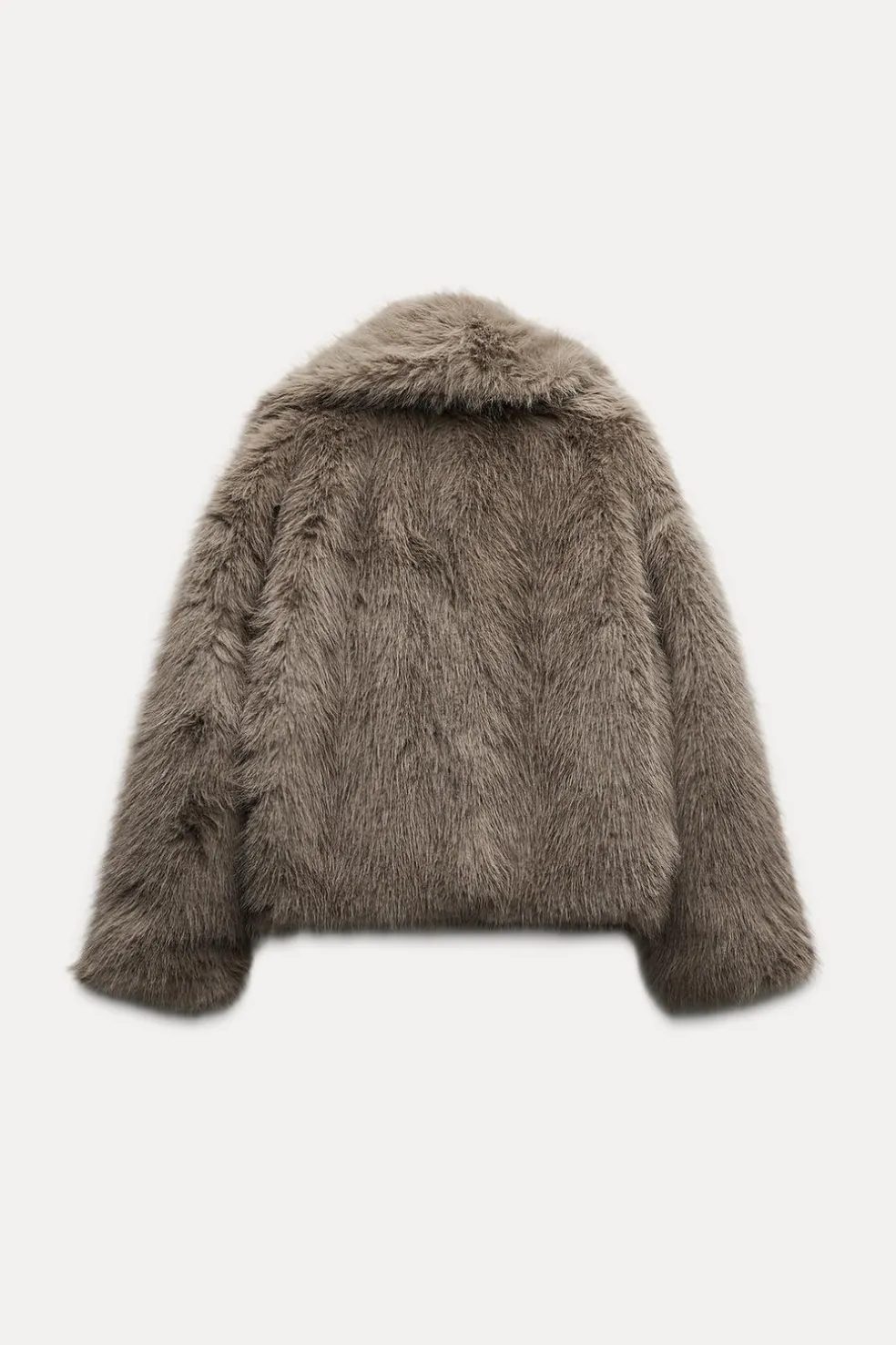 ZARA Sobretudos / Anoraques^CASACO CURTO COM EFEITO DE PELO SINTÉTICO Castanho / Toupeira
