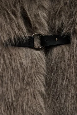 ZARA Sobretudos / Anoraques^CASACO CURTO COM EFEITO DE PELO SINTÉTICO Castanho / Toupeira