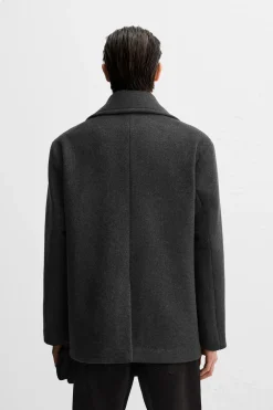 ZARA Vestuário De Inverno|Sobretudos / Gabardinas^CASACO CURTO DE MISTURA DE LÃ MANTECO Cinzento