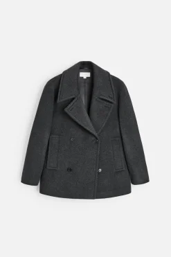 ZARA Vestuário De Inverno|Sobretudos / Gabardinas^CASACO CURTO DE MISTURA DE LÃ MANTECO Cinzento