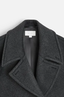 ZARA Vestuário De Inverno|Sobretudos / Gabardinas^CASACO CURTO DE MISTURA DE LÃ MANTECO Cinzento