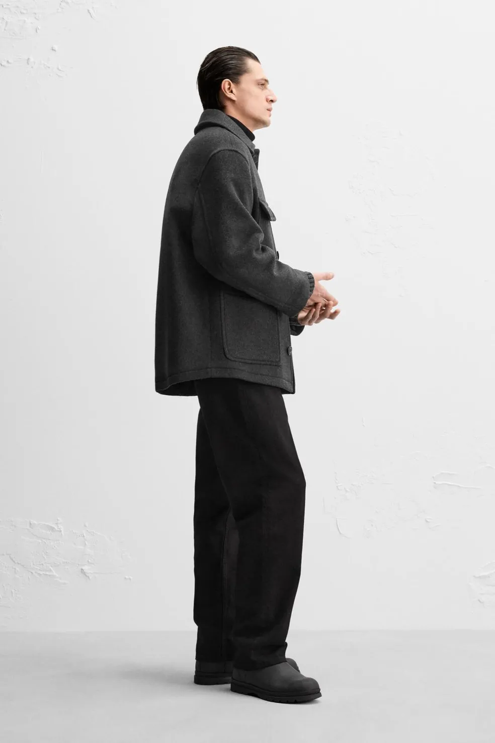ZARA Vestuário De Inverno|Blusões^CASACO CURTO DE MISTURA DE LÃ MANTECO Cinzento