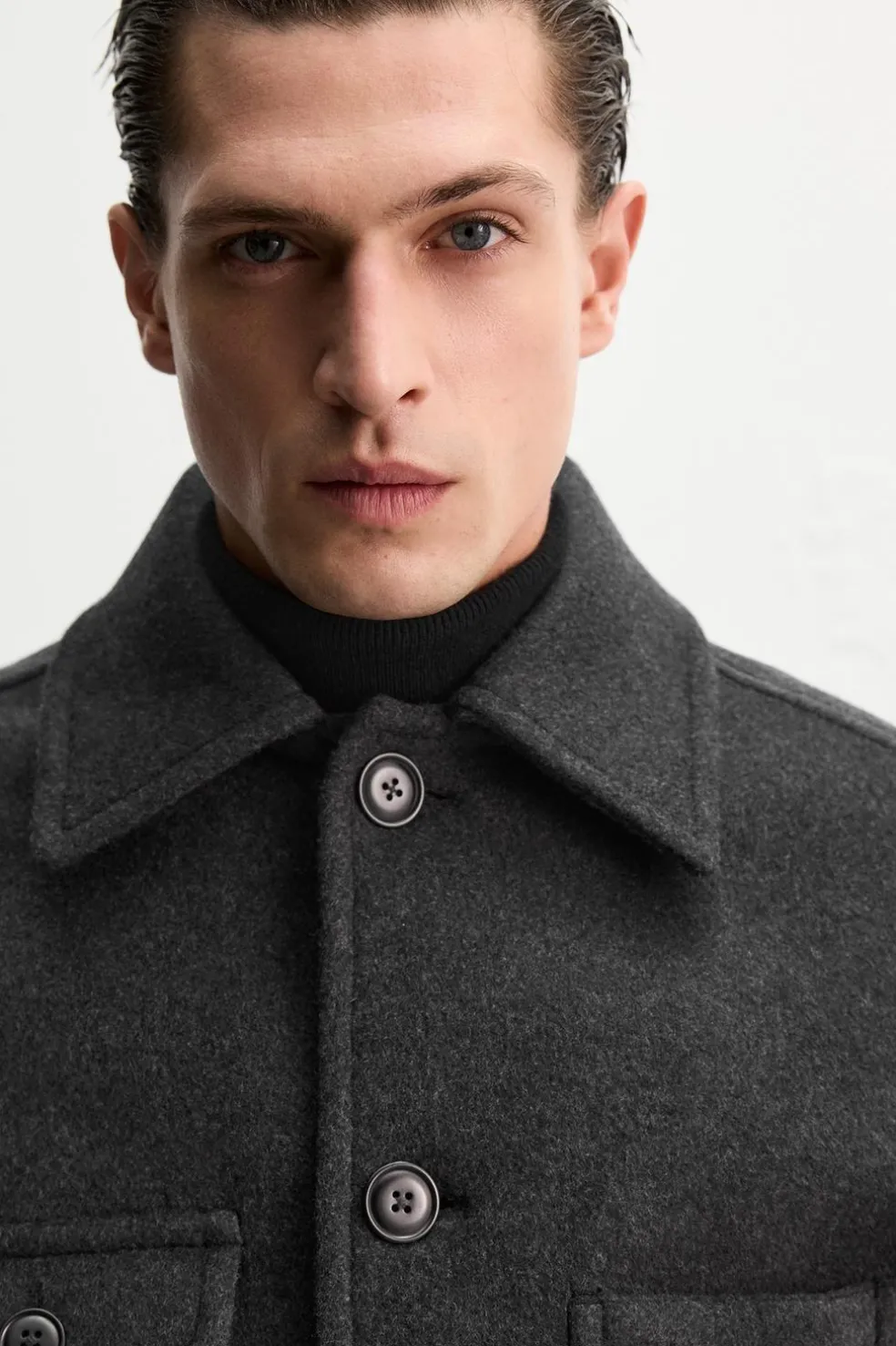 ZARA Vestuário De Inverno|Blusões^CASACO CURTO DE MISTURA DE LÃ MANTECO Cinzento