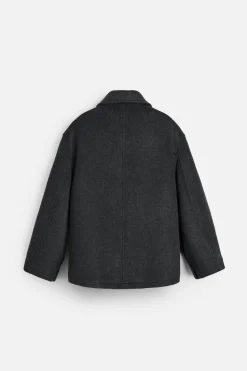 ZARA Vestuário De Inverno|Blusões^CASACO CURTO DE MISTURA DE LÃ MANTECO Cinzento