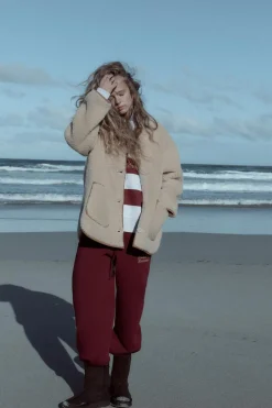 ZARA Winter Layersnew|Blusões^CASACO DE DUPLA FACE COM EFEITO DE PELO ENCARACOLADO Castanho-claro