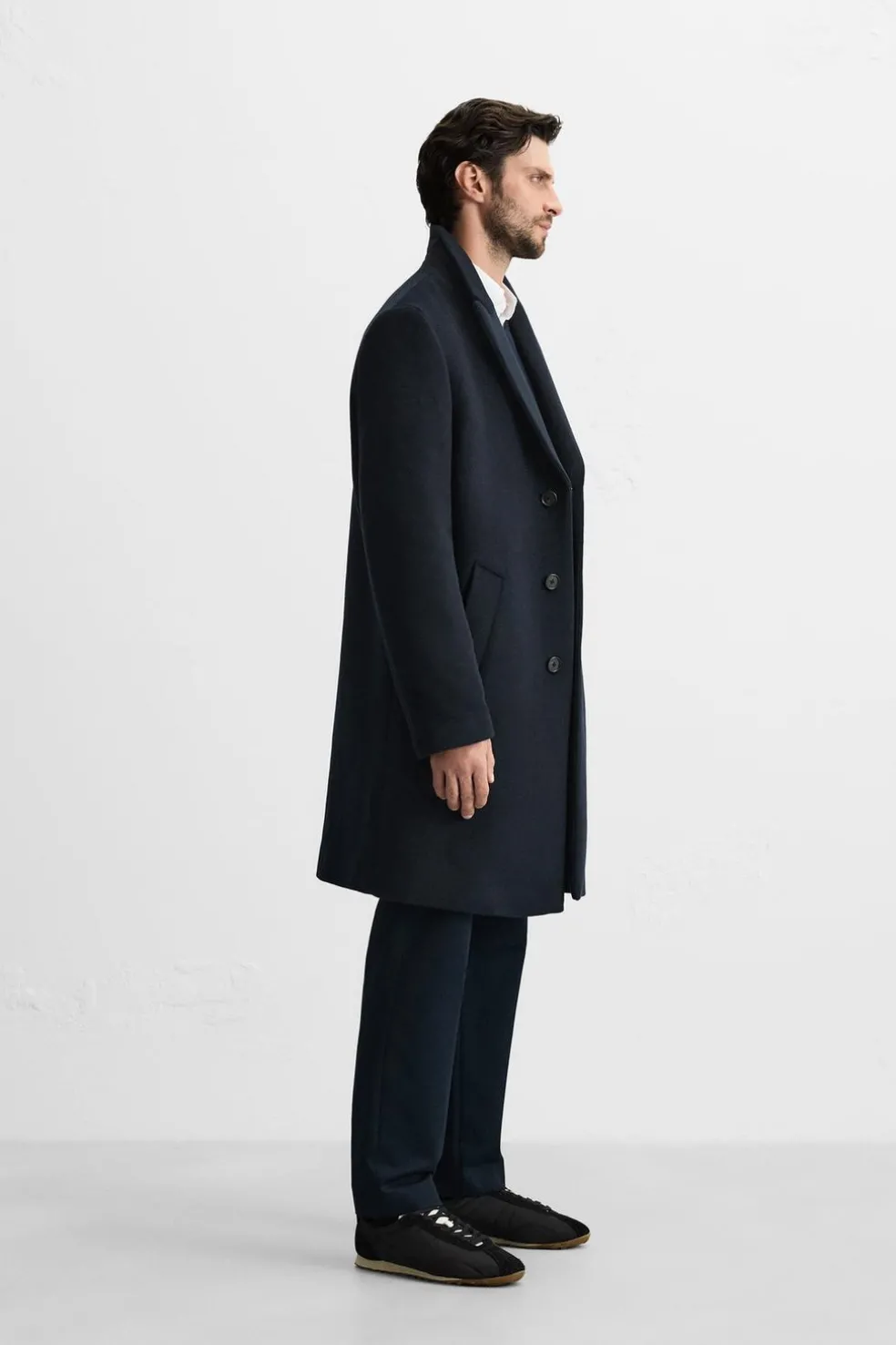 ZARA Vestuário De Inverno|Sobretudos / Gabardinas^CASACO DE FAZENDA COM LÃ Azul-marinho