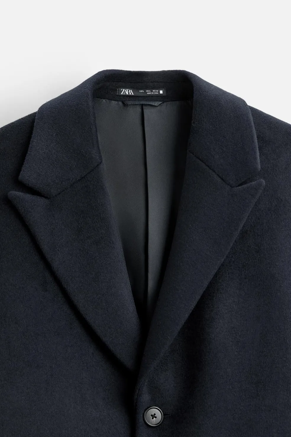 ZARA Vestuário De Inverno|Sobretudos / Gabardinas^CASACO DE FAZENDA COM LÃ Azul-marinho