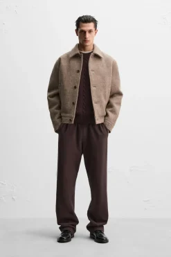 ZARA Vestuário De Inverno|Blusões^CASACO DE LÃ Cinzento-toupeira