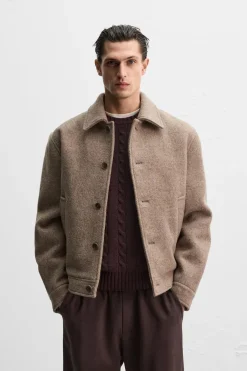 ZARA Vestuário De Inverno|Blusões^CASACO DE LÃ Cinzento-toupeira