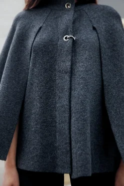 ZARA Sobretudos / Anoraques|Blusões^CASACO DE MALHA COM CAPA Cinzento