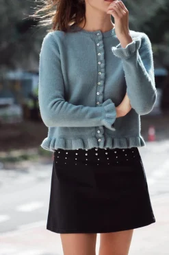 ZARA Tops / Bodies^CASACO DE MALHA COM FOLHOS Azul / Cinzento