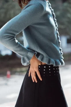 ZARA Tops / Bodies^CASACO DE MALHA COM FOLHOS Azul / Cinzento