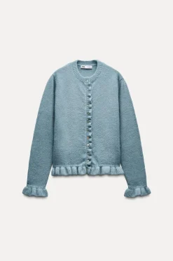 ZARA Tops / Bodies^CASACO DE MALHA COM FOLHOS Azul / Cinzento