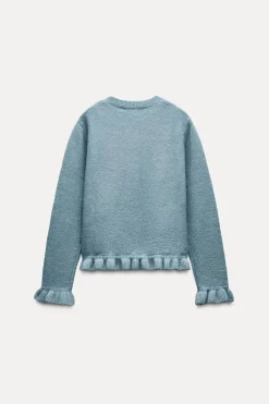 ZARA Tops / Bodies^CASACO DE MALHA COM FOLHOS Azul / Cinzento